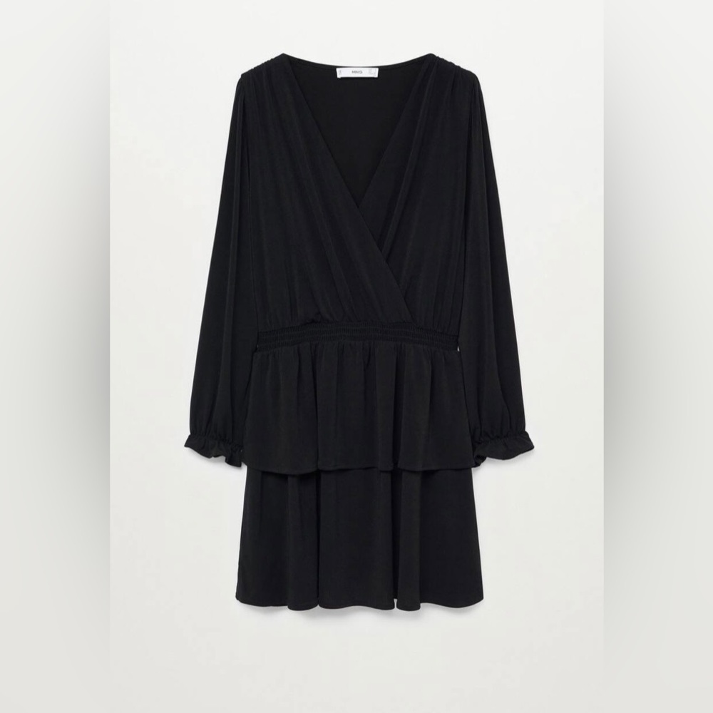 Wrap neckline black dress